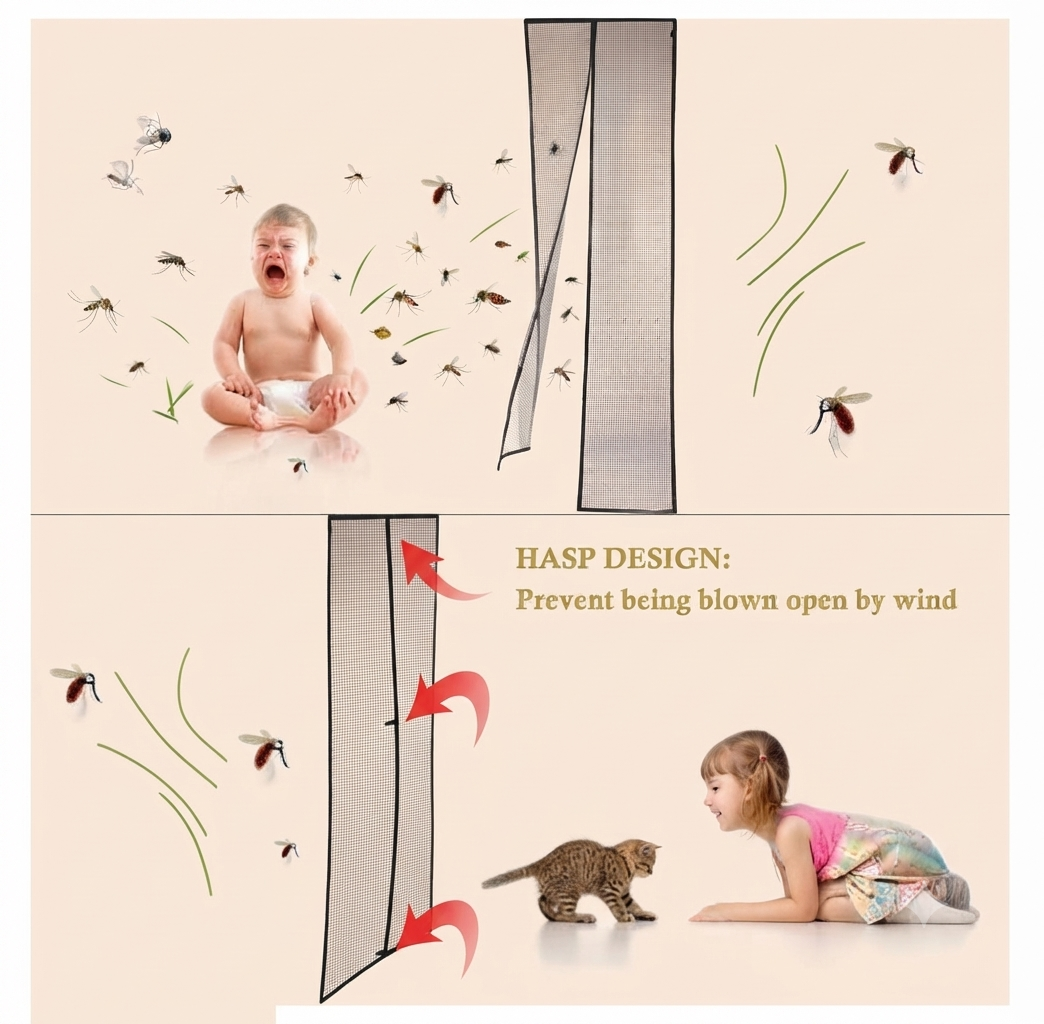 Polyester Magnetic Mosquito Net for Door | Mosquito Curtain for All Door Types & Sizes